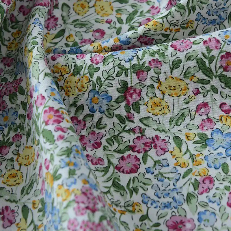 Floral Printed Poplin Fabric By The Yard | Flowers Cotton Poplin Textile Cloth | Lightweight Poplin Material