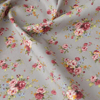 Floral Printed Poplin Fabric By The Yard | Flowers Cotton Poplin Textile Cloth | Lightweight Poplin Material