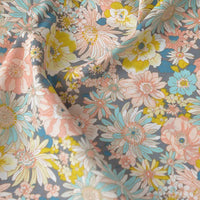 Floral Printed Poplin Fabric By The Yard | Flowers Cotton Poplin Textile Cloth | Lightweight Poplin Material