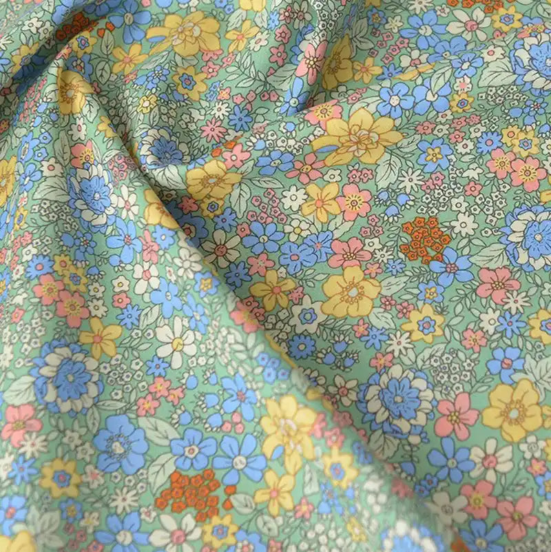 Floral Printed Poplin Fabric By The Yard | Flowers Cotton Poplin Textile Cloth | Lightweight Poplin Material