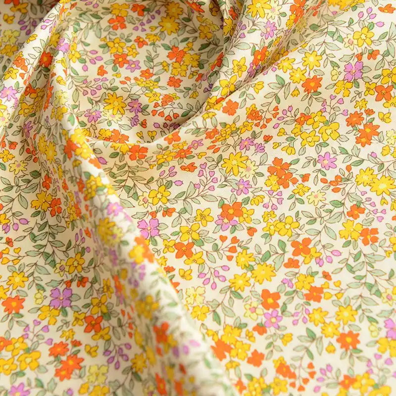 Floral Printed Poplin Fabric By The Yard | Flowers Cotton Poplin Textile Cloth | Lightweight Poplin Material