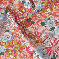 Floral Printed Poplin Fabric By The Yard | Flowers Cotton Poplin Textile Cloth | Lightweight Poplin Material