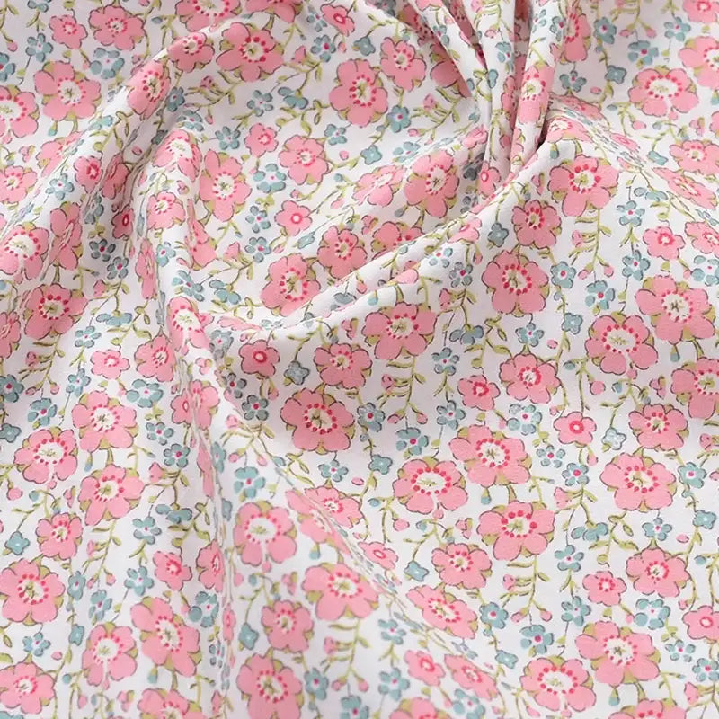 Floral Printed Poplin Fabric By The Yard | Flowers Cotton Poplin Textile Cloth | Lightweight Poplin Material