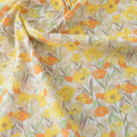 Floral Printed Poplin Fabric By The Yard | Flowers Cotton Poplin Textile Cloth | Lightweight Poplin Material