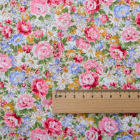 Floral Printed Poplin Fabric By The Yard | Flowers Cotton Poplin Textile Cloth | Lightweight Poplin Material