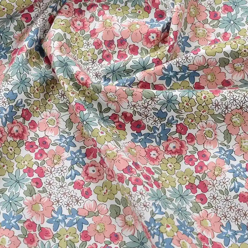 Floral Printed Poplin Fabric By The Yard | Flowers Cotton Poplin Textile Cloth | Lightweight Poplin Material
