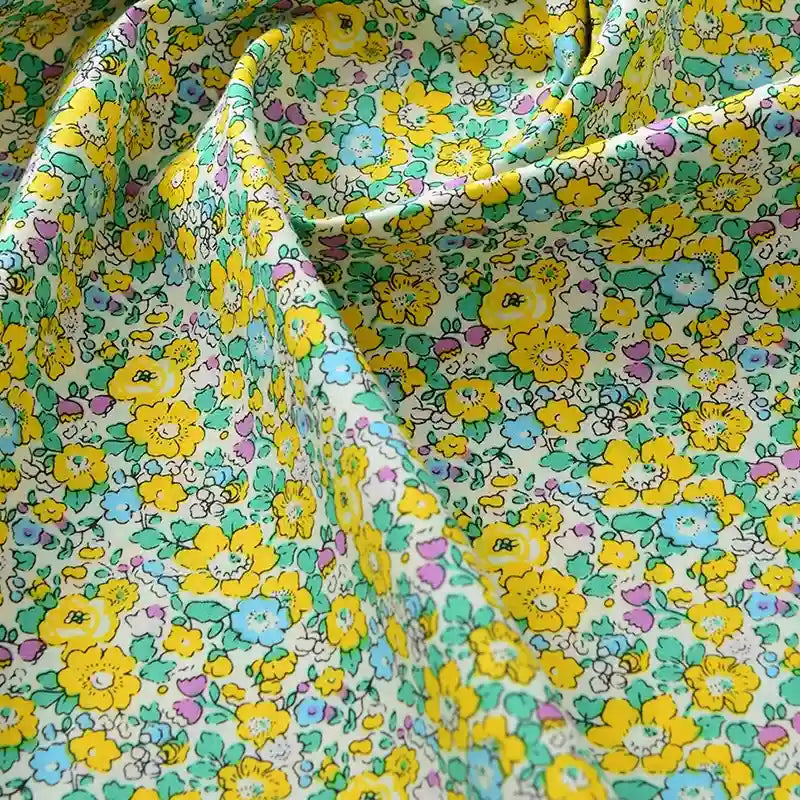 Floral Printed Poplin Fabric By The Yard | Flowers Cotton Poplin Textile Cloth | Lightweight Poplin Material