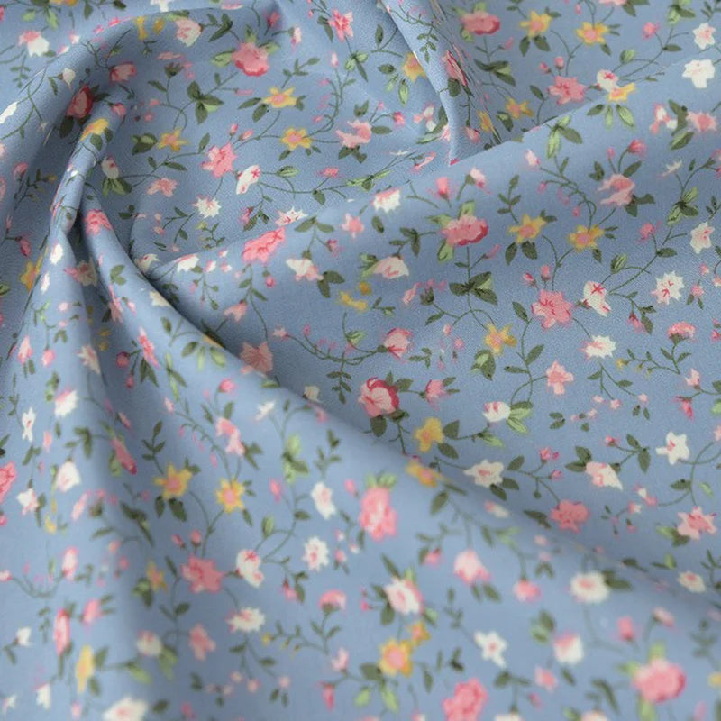 Floral Printed Poplin Fabric By The Yard | Flowers Cotton Poplin Textile Cloth | Lightweight Poplin Material