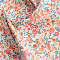 Floral Printed Poplin Fabric By The Yard | Flowers Cotton Poplin Textile Cloth | Lightweight Poplin Material