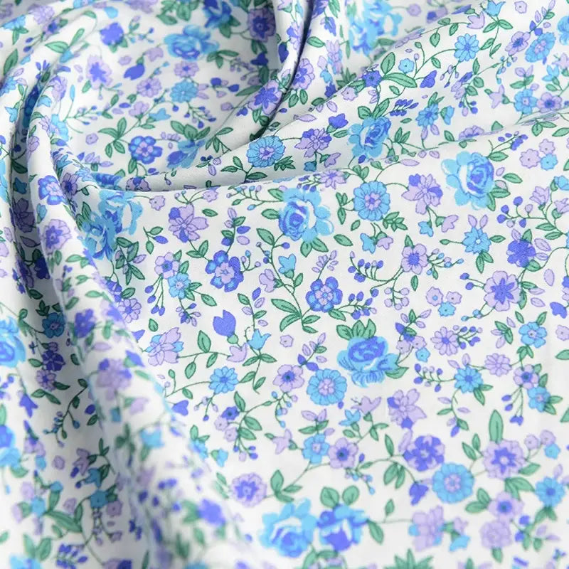 Floral Printed Poplin Fabric By The Yard | Flowers Cotton Poplin Textile Cloth | Lightweight Poplin Material