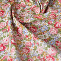 Floral Printed Poplin Fabric By The Yard | Flowers Cotton Poplin Textile Cloth | Lightweight Poplin Material