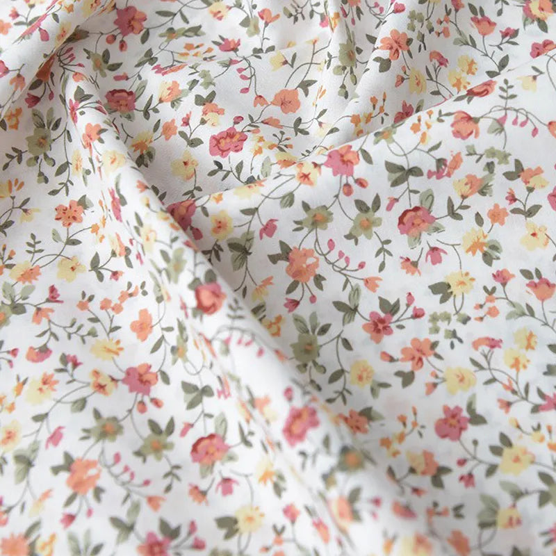 Floral Printed Poplin Fabric By The Yard | Flowers Cotton Poplin Textile Cloth | Lightweight Poplin Material