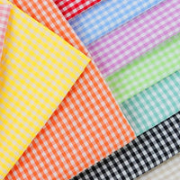 Gingham Poplin Fabric By The Yard | Plaid Cotton Lightweight Poplin Textile | 40s Woven Poplin