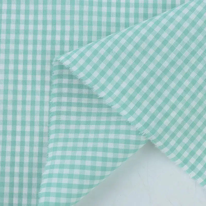 Gingham Poplin Fabric By The Yard | Plaid Cotton Lightweight Poplin Textile | 40s Woven Poplin