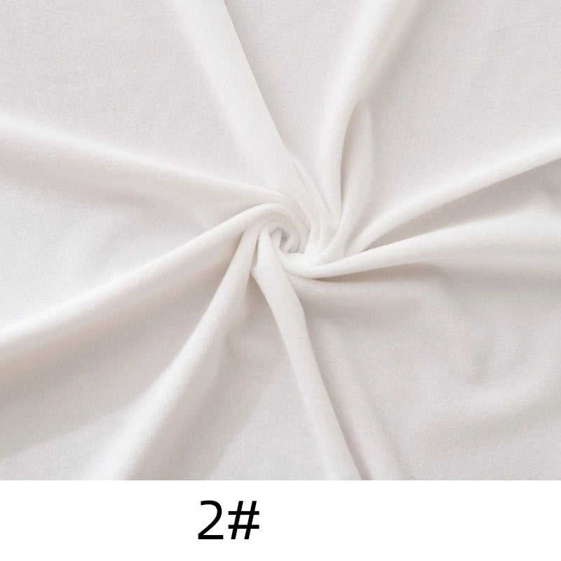 Longon Craft’s solid color thick cuddle Minky Fabric by the yard, shown in white plush polyester with a twisted center and radiating folds, is labeled "2#" at the bottom of the image. Perfect for plushies, dolls, crafts, and upholstery projects.