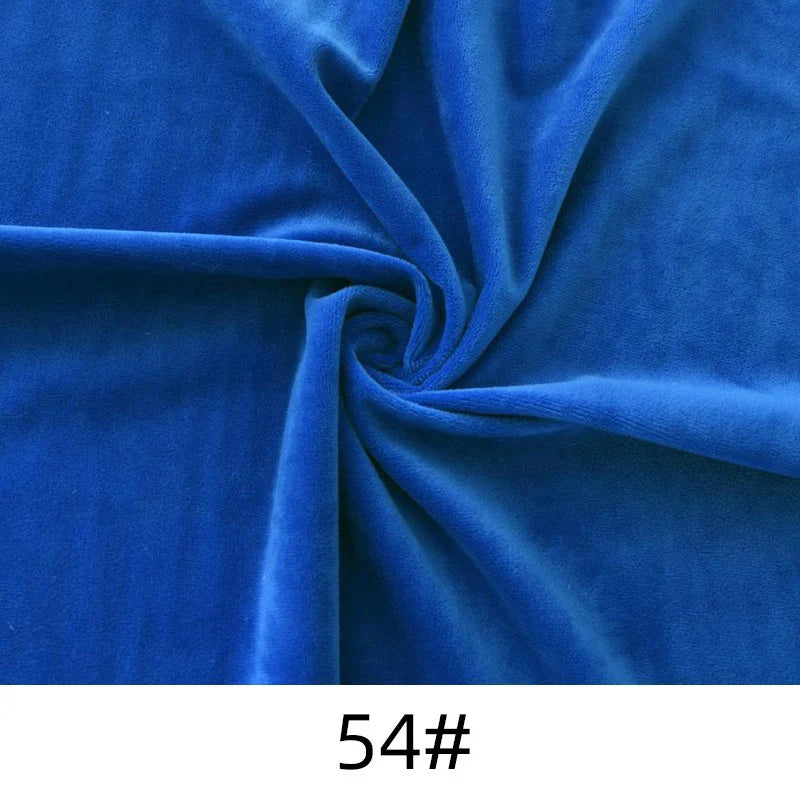 Longon Craft’s Minky Fabric By The Yard in bright blue velvet, featuring plush, thick texture with center folds. Ideal for dolls, plushies, crafts, and upholstery. "54#" appears at the bottom of the image.