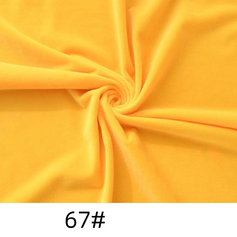 A swirl of bright yellow Longon Craft Minky Fabric By The Yard, a thick, soft polyester microfiber for plushies and crafts, is shown with "67#" marked at the bottom.