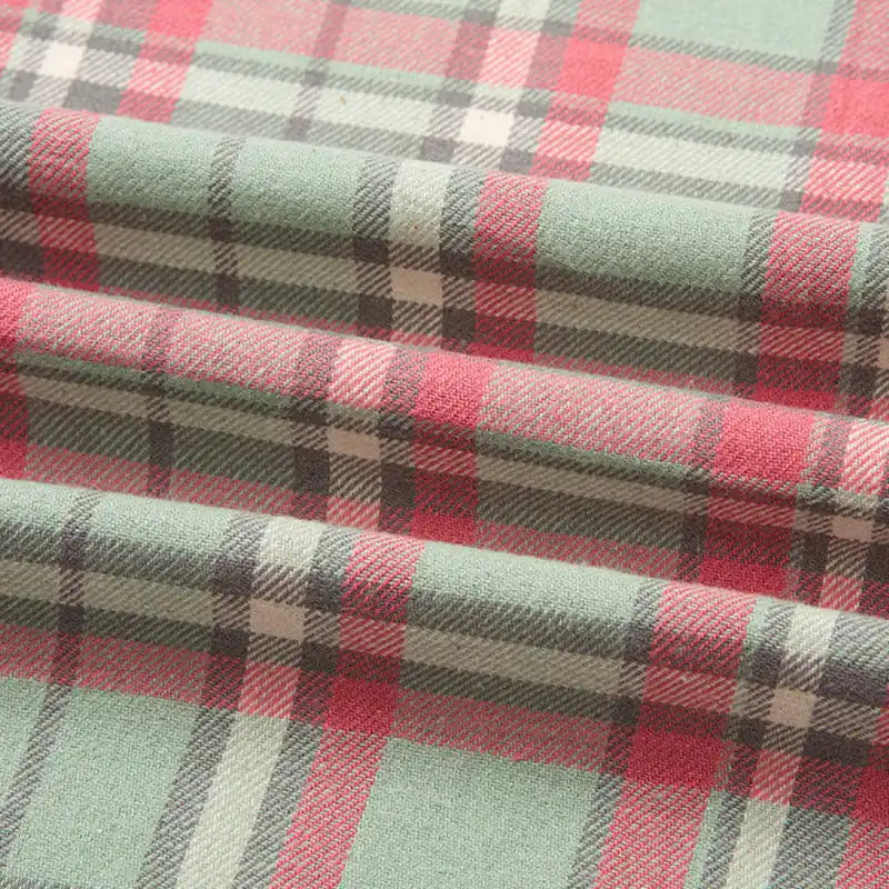 Plaid Cotton Flannel Fabric By The Yard | Cozy Fall Flannel Material | Comfy Shirt Dresses Trousers Sewing Flannel Textile Cloth