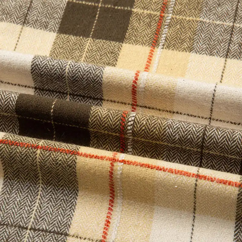 Plaid Cotton Flannel Fabric By The Yard | Cozy Fall Flannel Material | Comfy Shirt Dresses Trousers Sewing Flannel Textile Cloth