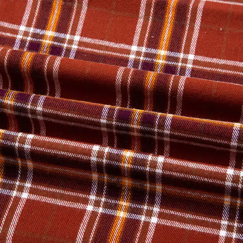 Plaid Cotton Flannel Fabric By The Yard | Cozy Fall Flannel Material | Comfy Shirt Dresses Trousers Sewing Flannel Textile Cloth