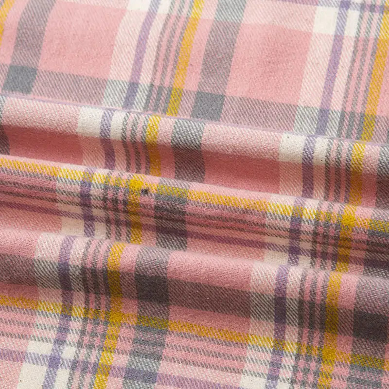 Plaid Cotton Flannel Fabric By The Yard | Cozy Fall Flannel Material | Comfy Shirt Dresses Trousers Sewing Flannel Textile Cloth