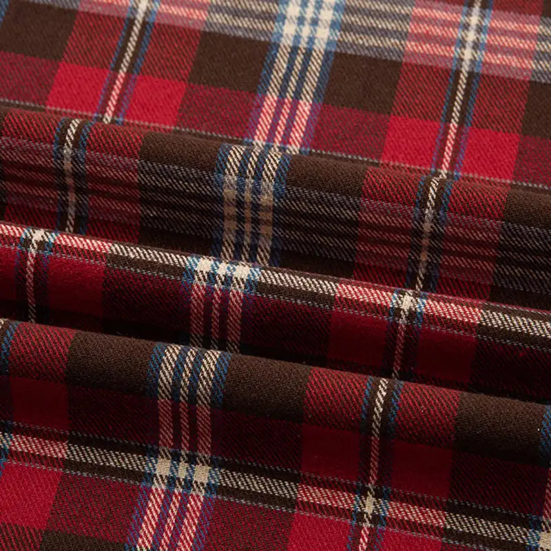 Plaid Cotton Flannel Fabric By The Yard | Cozy Fall Flannel Material | Comfy Shirt Dresses Trousers Sewing Flannel Textile Cloth