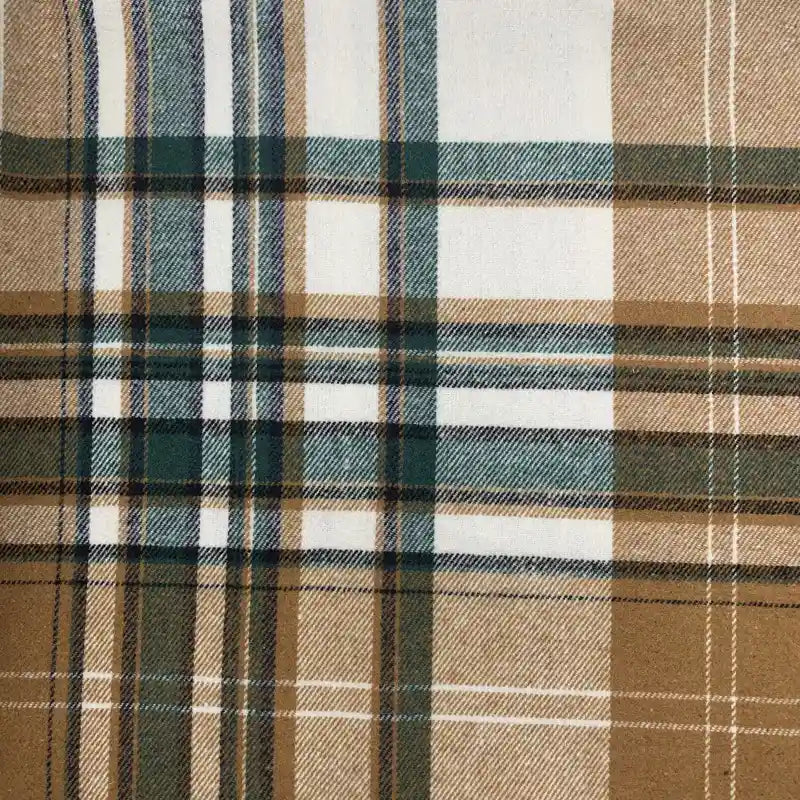 Plaid Fall Flannel Fabric By The Yard | Polyester Cotton Flannelette Fabric Material | Comfy Dresses Shirt Sewing Cloth