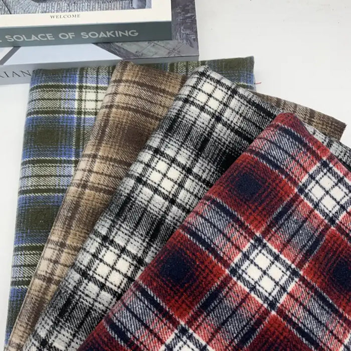 Plaid Fall Flannel Fabric By The Yard | Polyester Cotton Flannelette Fabric Material | Comfy Dresses Shirt Sewing Cloth