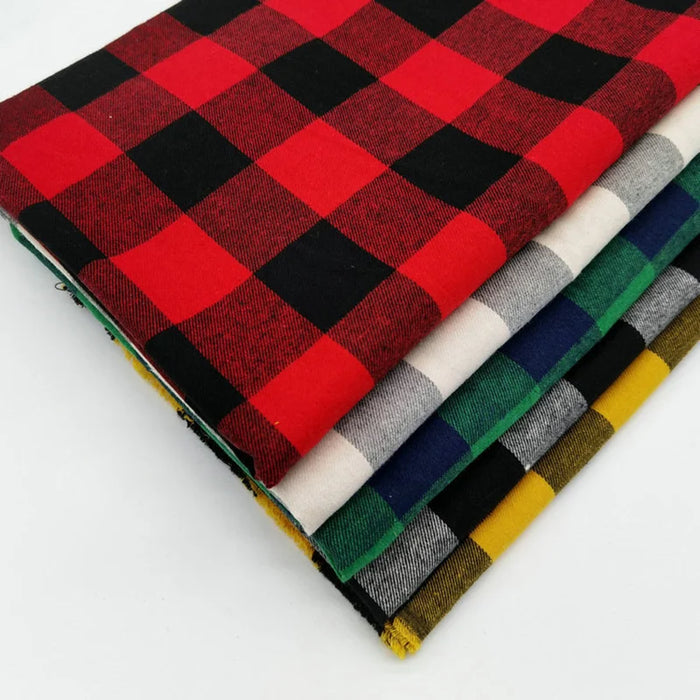 Plaid Flannel Fabric By The Yard | Christmas Holiday Flannelette Material | Cozy Colorful Plaid Polyester Cotton Flannel Cloth For Sewing