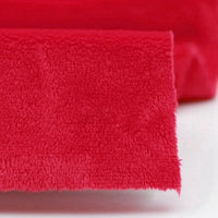 Close-up of Longon Craft Plush Minky Fabric By The Yard, featuring 5mm soft polyester minky material in a vibrant red solid color with a fuzzy texture, perfect for plushies and sewing crafts, displayed flat on a white surface.