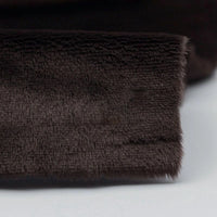 Close-up of Longon Craft Plush Minky Fabric by the Yard in dark brown, highlighting its ultra-soft 5mm solid color polyester texture—ideal for plushies, sewing, and crafts.