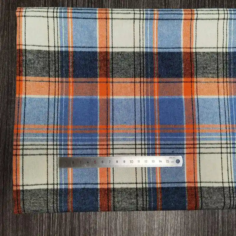 Polyester Cotton Plaid Flannel Fabric By The Yard | Cozy Fall Flannel Material | Baby Shirt Clothes Sewing Flannel Textile Cloth