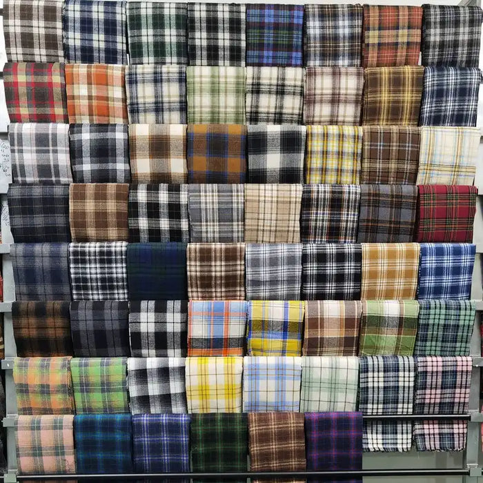 Polyester Cotton Plaid Flannel Fabric By The Yard | Cozy Fall Flannel Material | Baby Shirt Clothes Sewing Flannel Textile Cloth