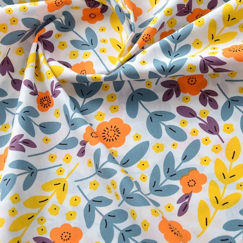 Printed Cotton Poplin Fabric By The Yard | Floral Woven Poplin Material | Poplin for Dressmaking