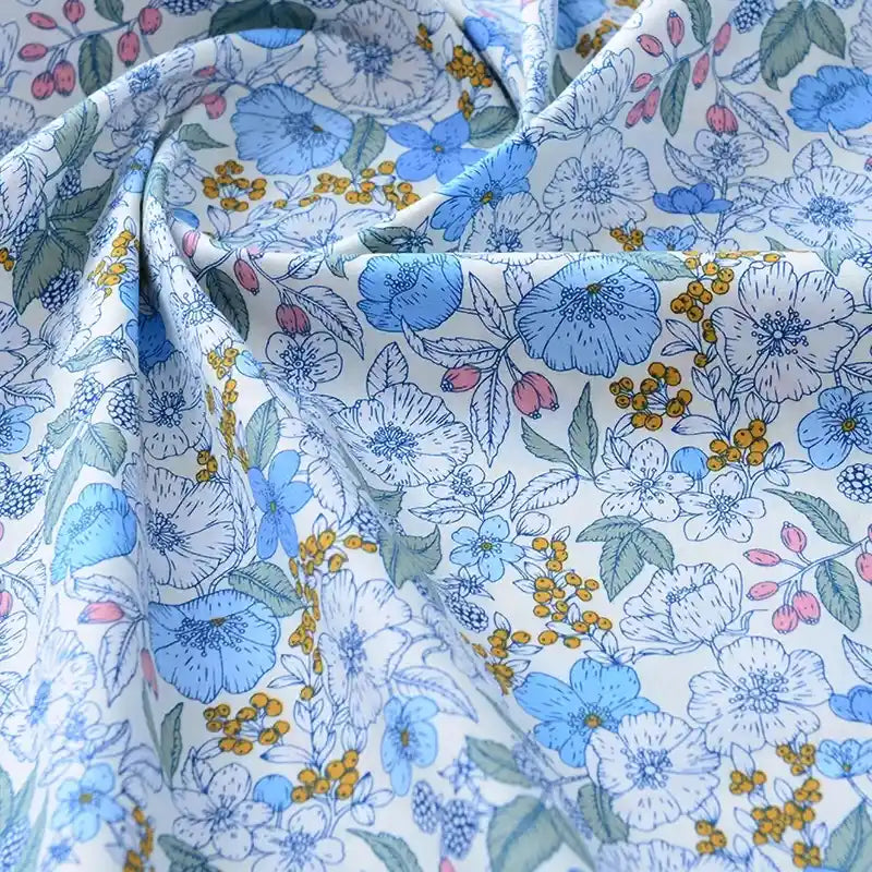Printed Cotton Poplin Fabric By The Yard | Floral Woven Poplin Material | Poplin for Dressmaking