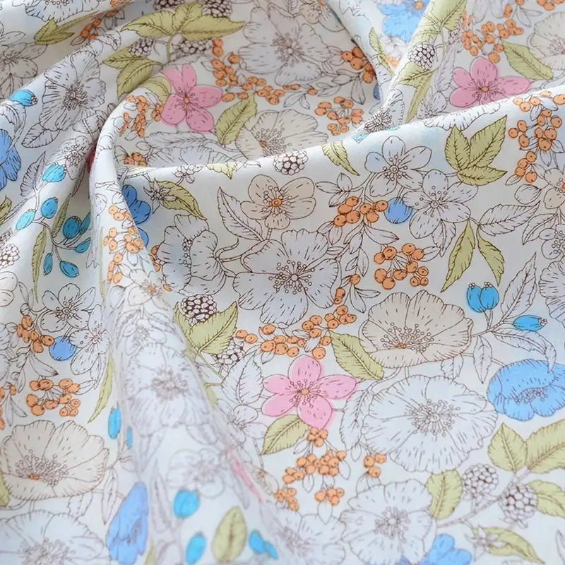 Printed Cotton Poplin Fabric By The Yard | Floral Woven Poplin Material | Poplin for Dressmaking
