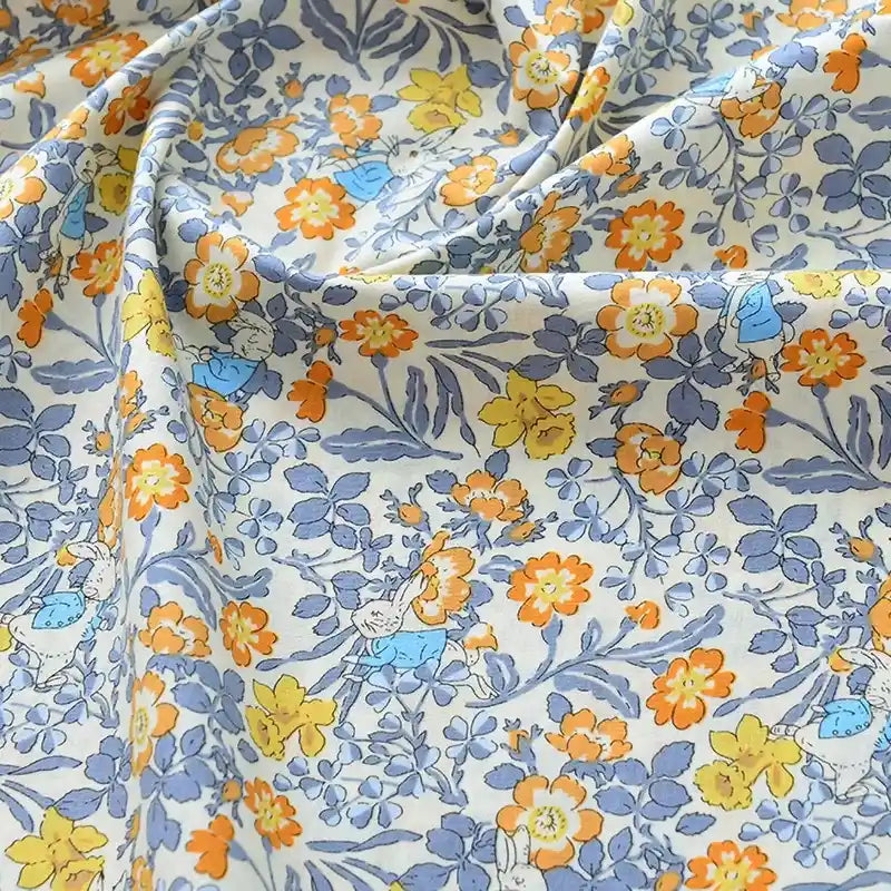 Printed Cotton Poplin Fabric By The Yard | Floral Woven Poplin Material | Poplin for Dressmaking