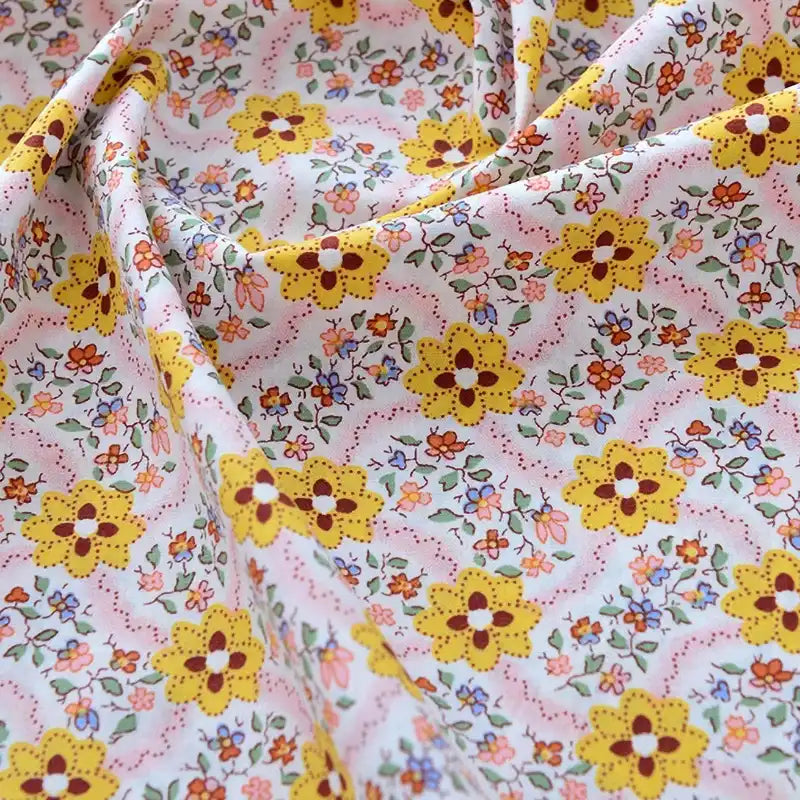 Printed Cotton Poplin Fabric By The Yard | Floral Woven Poplin Material | Poplin for Dressmaking