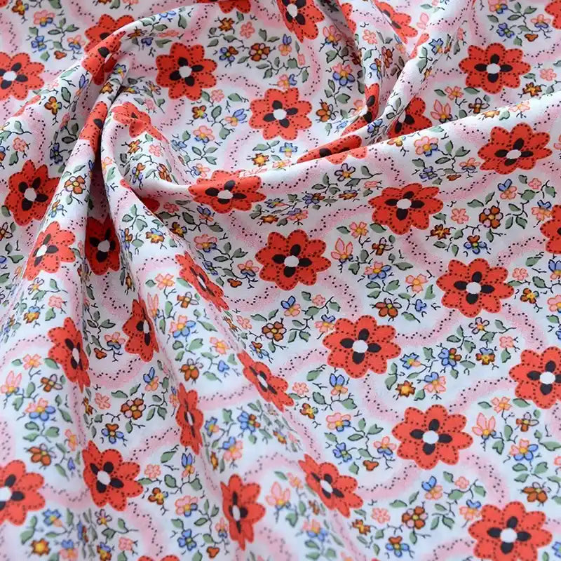 Printed Cotton Poplin Fabric By The Yard | Floral Woven Poplin Material | Poplin for Dressmaking