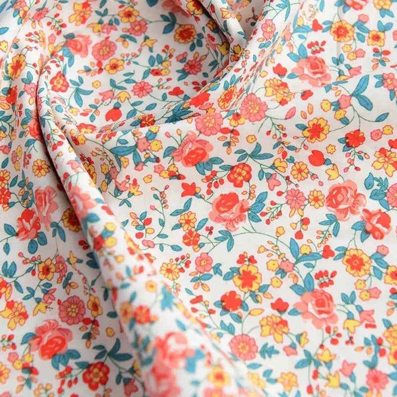 Printed Cotton Poplin Fabric By The Yard | Floral Woven Poplin Material | Poplin for Dressmaking