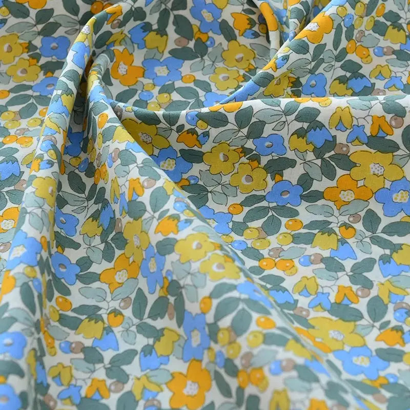 Printed Cotton Poplin Fabric By The Yard | Floral Woven Poplin Material | Poplin for Dressmaking
