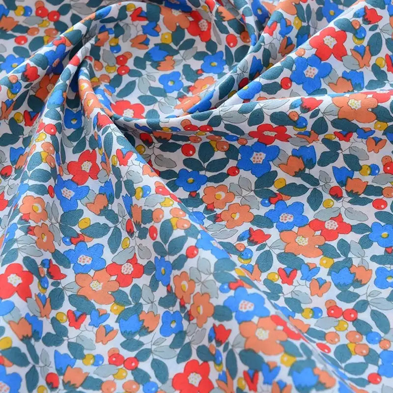 Printed Cotton Poplin Fabric By The Yard | Floral Woven Poplin Material | Poplin for Dressmaking