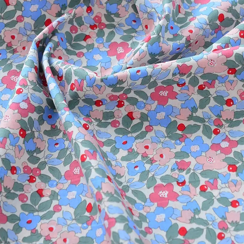 Printed Cotton Poplin Fabric By The Yard | Floral Woven Poplin Material | Poplin for Dressmaking
