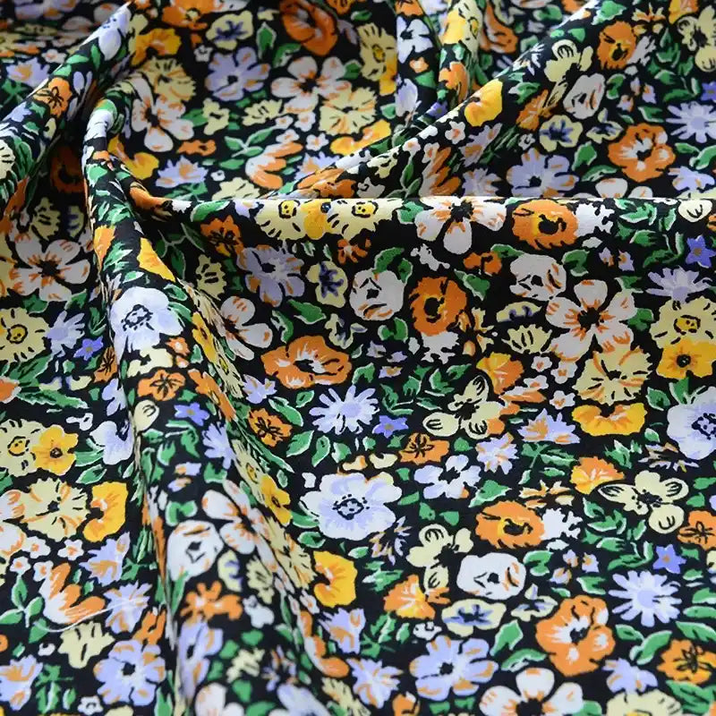 Printed Cotton Poplin Fabric By The Yard | Floral Woven Poplin Material | Poplin for Dressmaking