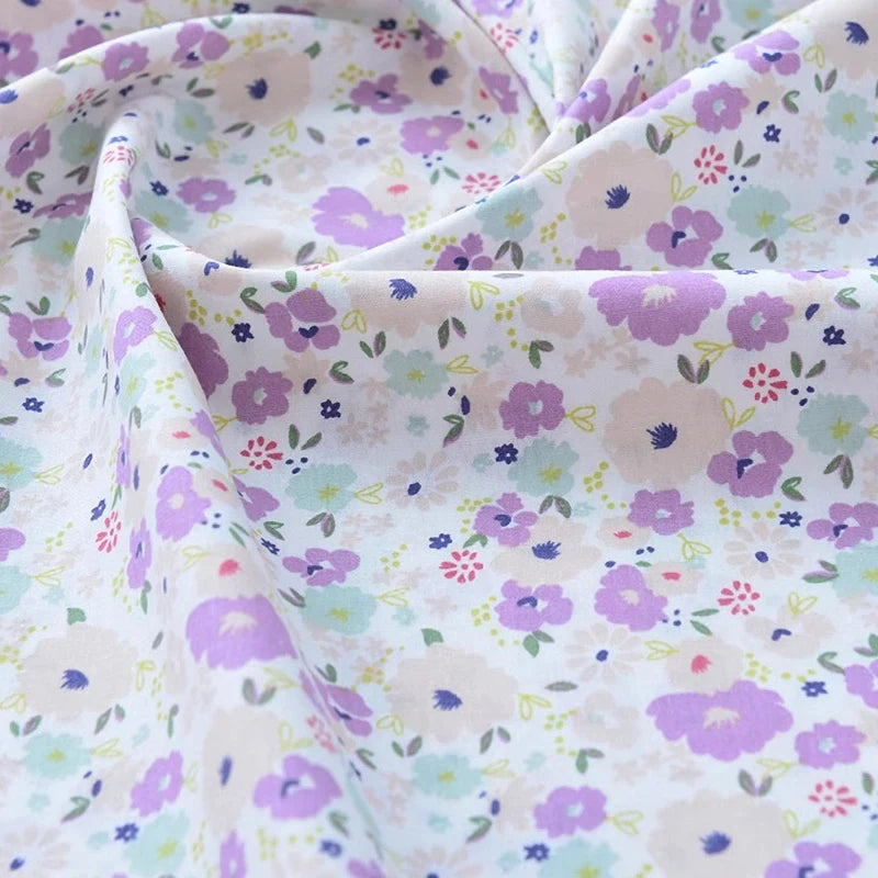Printed Cotton Poplin Fabric By The Yard | Floral Woven Poplin Material | Poplin for Dressmaking
