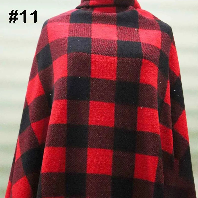 A person wearing a poncho made from Longon Craft Printed Polar Fleece Fabric By The Yard in an ethnic leopard pattern; the number “#11” is displayed in black at the top left.