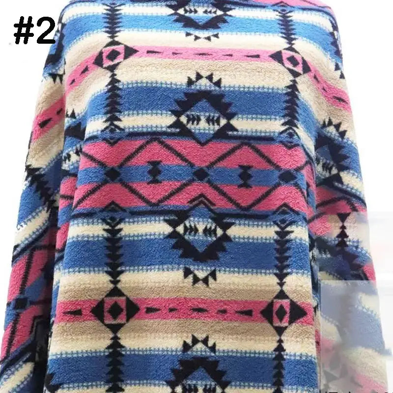 A Longon Craft Printed Polar Fleece Fabric by the yard features an ethnic leopard pattern in polyester, ideal for DIY craft or sewing projects. The number 2 appears in the top left corner.