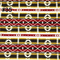 Longon Craft’s Printed Polar Fleece Fabric By The Yard features an ethnic leopard-inspired pattern in yellow, black, red, and white, with geometric diamond and zigzag shapes—perfect for DIY craft and sewing projects.