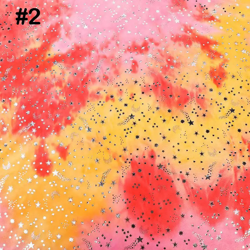 Longon Craft's Rainbow Minky Fabric by the Yard features a colorful tie-dye star pattern. This cuddly material is ideal for plushies, craft projects, or baby blankets. Labeled "#2" in the top left corner.