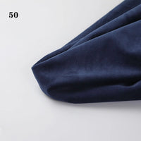 A piece of Soft Minky Fabric By The Yard from Longon Craft in dark blue is draped on a white surface, with the number 50 displayed in black text at the top left. Suitable for DIY sewing, craft, or upholstery projects.